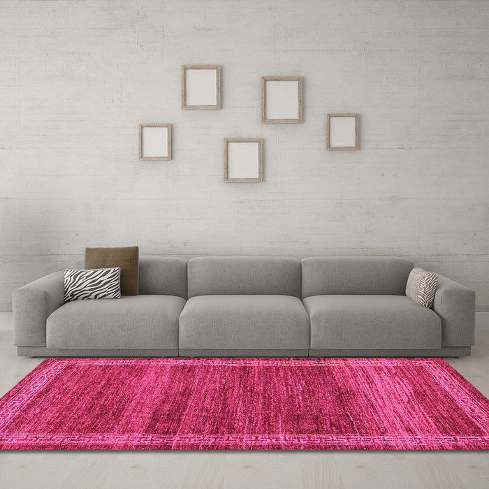 Machine Washable Abstract Pink Modern Rug in a Living Room, wshabs4960pnk