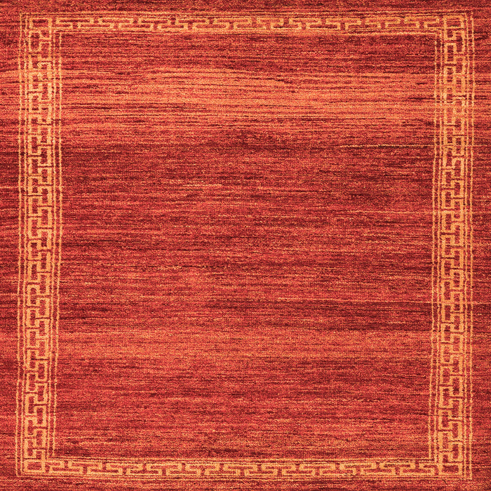 Square Machine Washable Abstract Orange Modern Area Rugs, wshabs4960org