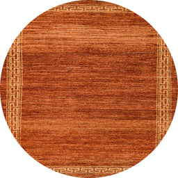 Round Machine Washable Abstract Neon Orange Rug, wshabs4960