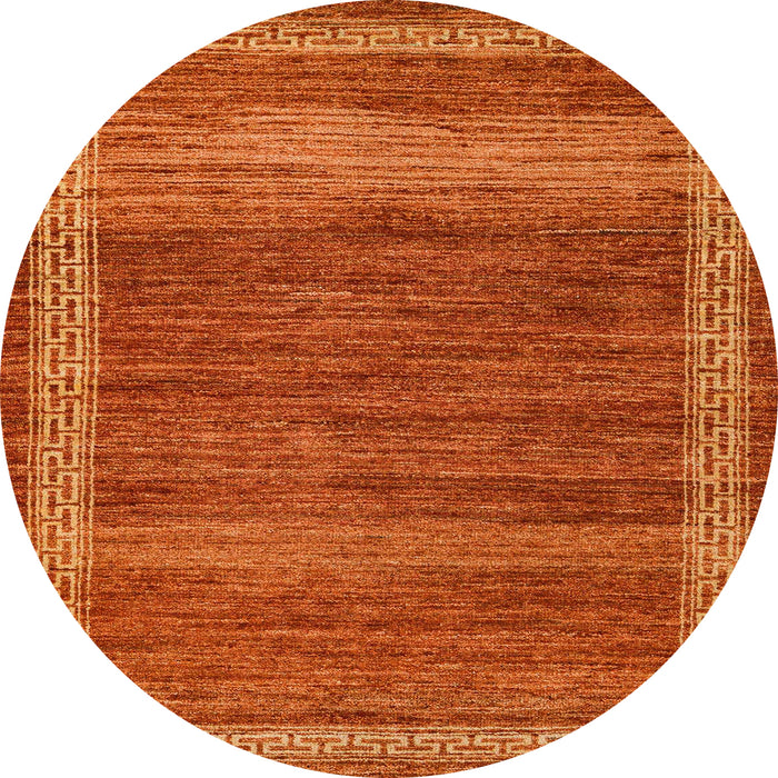 Round Machine Washable Abstract Neon Orange Rug, wshabs4960