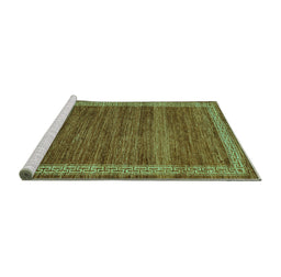 Sideview of Machine Washable Abstract Turquoise Modern Area Rugs, wshabs4960turq