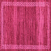 Square Machine Washable Abstract Pink Modern Rug, wshabs4960pnk