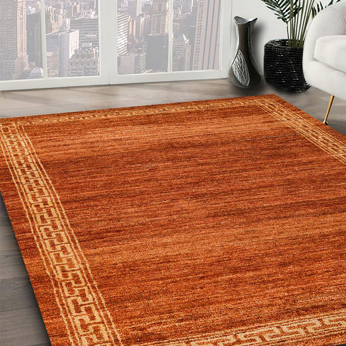 Machine Washable Abstract Neon Orange Rug in a Family Room, wshabs4960