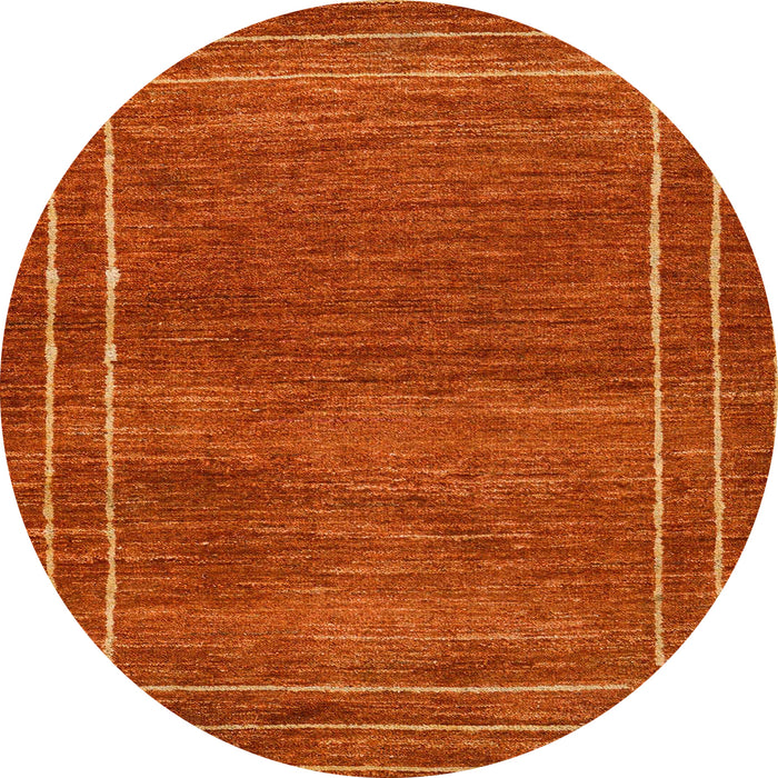 Round Machine Washable Abstract Orange Red Rug, wshabs4961