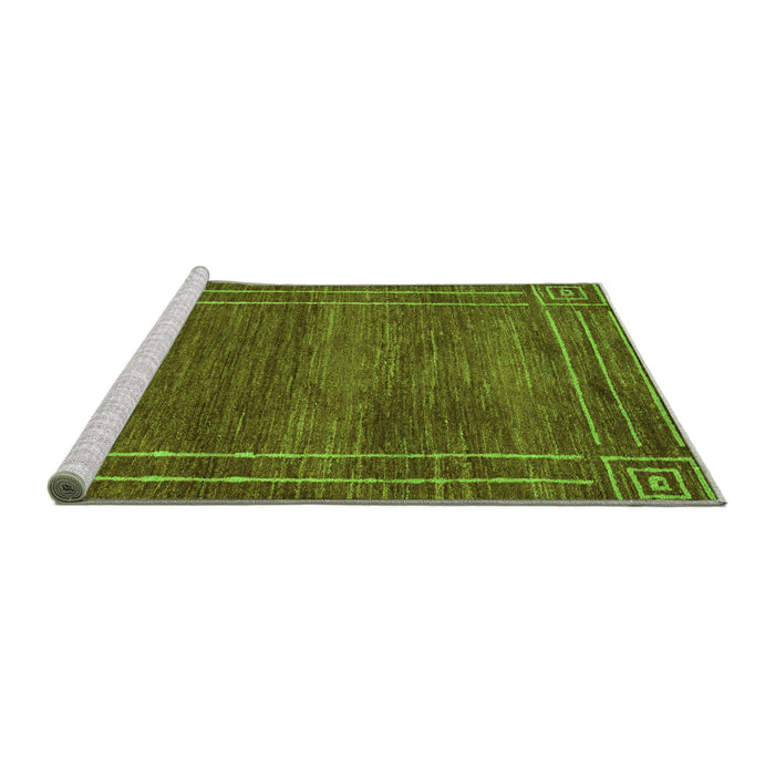 Sideview of Machine Washable Abstract Green Modern Area Rugs, wshabs4961grn
