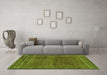 Machine Washable Abstract Green Modern Area Rugs in a Living Room,, wshabs4961grn