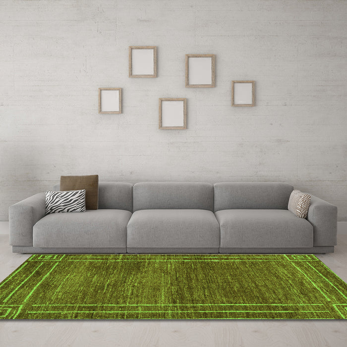 Machine Washable Abstract Green Modern Area Rugs in a Living Room,, wshabs4961grn
