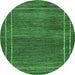 Round Abstract Emerald Green Modern Rug, abs4961emgrn