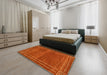 Abstract Orange Red Modern Rug in a Bedroom, abs4961