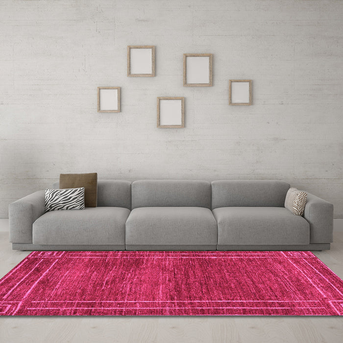 Machine Washable Abstract Pink Modern Rug in a Living Room, wshabs4961pnk