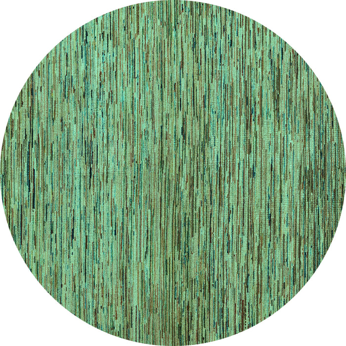 Round Machine Washable Abstract Turquoise Modern Area Rugs, wshabs4962turq