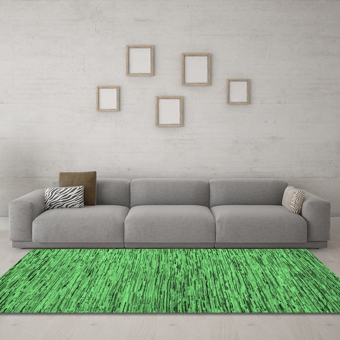 Machine Washable Abstract Emerald Green Modern Area Rugs in a Living Room,, wshabs4962emgrn