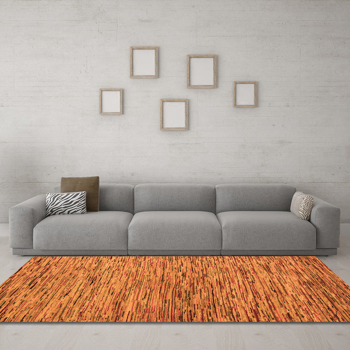 Machine Washable Abstract Orange Modern Area Rugs in a Living Room, wshabs4962org