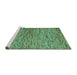 Sideview of Machine Washable Abstract Turquoise Modern Area Rugs, wshabs4962turq