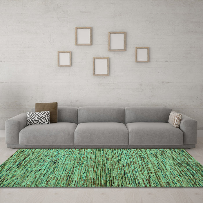 Machine Washable Abstract Turquoise Modern Area Rugs in a Living Room,, wshabs4962turq