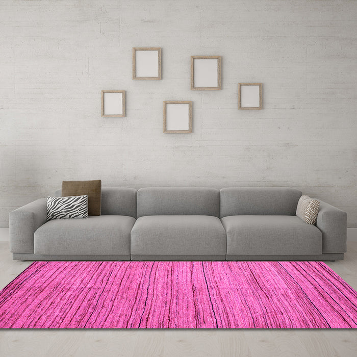 Machine Washable Abstract Pink Modern Rug in a Living Room, wshabs4963pnk
