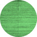 Round Abstract Emerald Green Modern Rug, abs4963emgrn