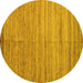 Round Abstract Yellow Modern Rug, abs4963yw