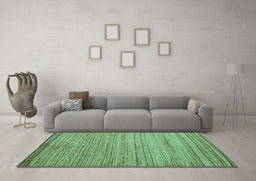 Machine Washable Abstract Turquoise Modern Area Rugs in a Living Room,, wshabs4963turq