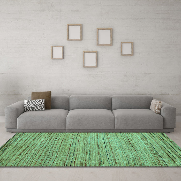 Machine Washable Abstract Turquoise Modern Area Rugs in a Living Room,, wshabs4963turq