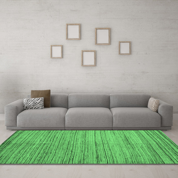 Machine Washable Abstract Emerald Green Modern Area Rugs in a Living Room,, wshabs4963emgrn