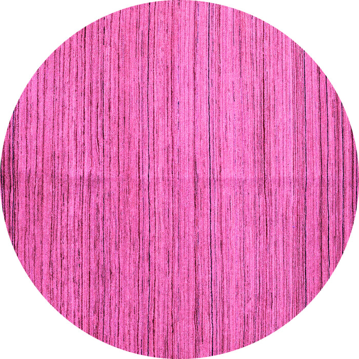 Round Machine Washable Abstract Pink Modern Rug, wshabs4963pnk