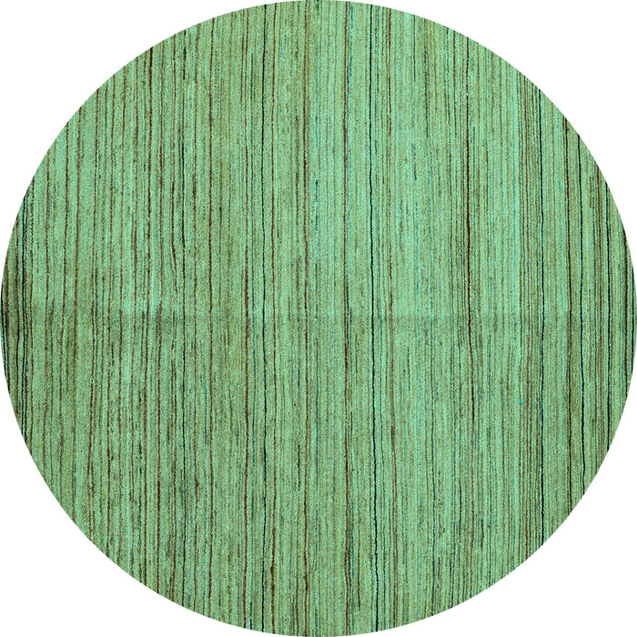 Round Machine Washable Abstract Turquoise Modern Area Rugs, wshabs4963turq