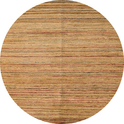 Round Machine Washable Abstract Orange Rug, wshabs4963