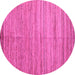 Round Abstract Pink Modern Rug, abs4963pnk