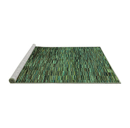 Sideview of Machine Washable Abstract Turquoise Modern Area Rugs, wshabs4964turq