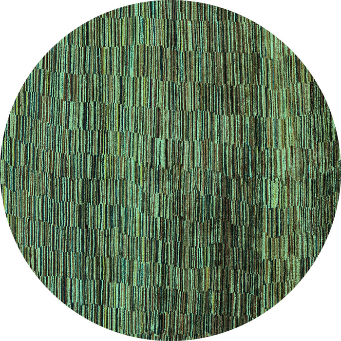 Round Machine Washable Abstract Turquoise Modern Area Rugs, wshabs4964turq