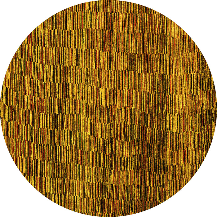 Round Machine Washable Abstract Yellow Modern Rug, wshabs4964yw