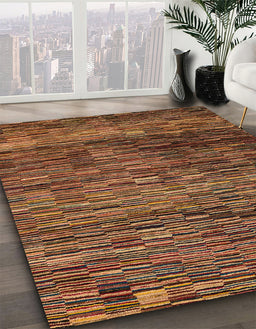 Abstract Red Modern Rug in Family Room, abs4964