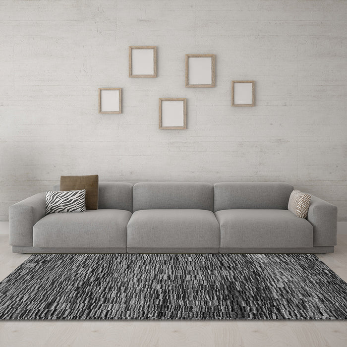 Machine Washable Abstract Gray Modern Rug in a Living Room,, wshabs4964gry