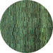 Round Abstract Turquoise Modern Rug, abs4964turq