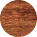 Round Machine Washable Abstract Orange Modern Area Rugs, wshabs4964org