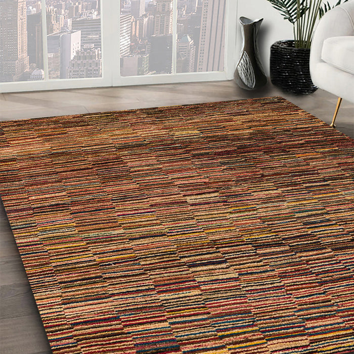 Abstract Red Modern Rug in Family Room, abs4964