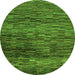 Round Machine Washable Abstract Green Modern Area Rugs, wshabs4964grn