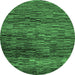 Round Machine Washable Abstract Emerald Green Modern Area Rugs, wshabs4964emgrn