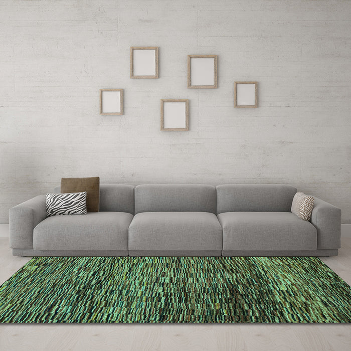 Machine Washable Abstract Turquoise Modern Area Rugs in a Living Room,, wshabs4964turq