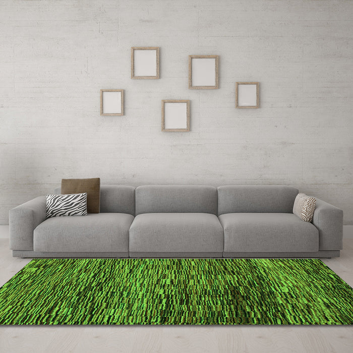 Machine Washable Abstract Green Modern Area Rugs in a Living Room,, wshabs4964grn