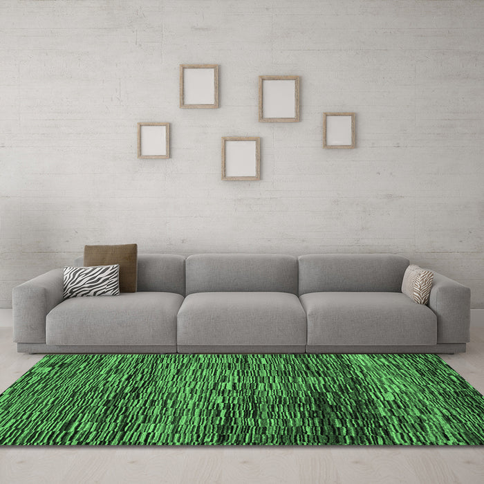 Machine Washable Abstract Emerald Green Modern Area Rugs in a Living Room,, wshabs4964emgrn