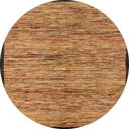 Round Machine Washable Abstract Orange Rug, wshabs4965