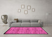 Machine Washable Abstract Pink Modern Rug in a Living Room, wshabs4965pnk