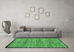 Machine Washable Abstract Emerald Green Modern Area Rugs in a Living Room,, wshabs4965emgrn