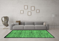 Machine Washable Abstract Emerald Green Modern Rug, wshabs4965emgrn