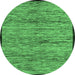 Round Machine Washable Abstract Emerald Green Modern Area Rugs, wshabs4965emgrn