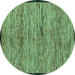 Round Abstract Turquoise Modern Rug, abs4965turq