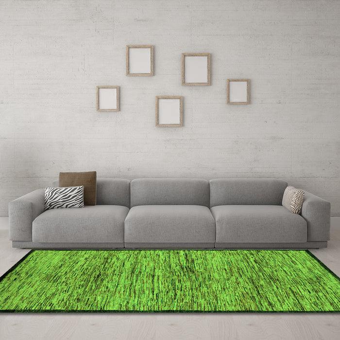 Machine Washable Abstract Green Modern Area Rugs in a Living Room,, wshabs4965grn