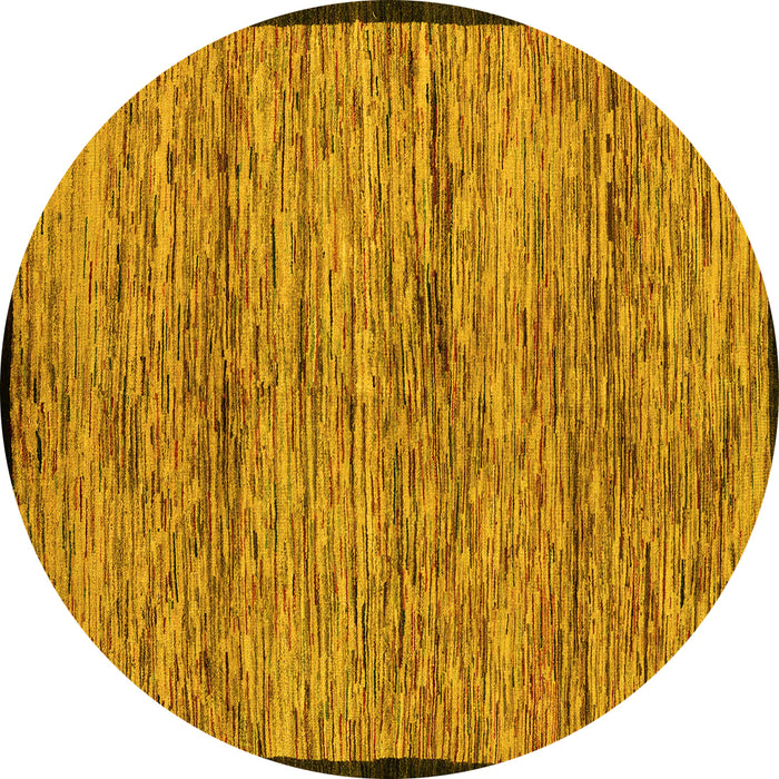 Round Abstract Yellow Modern Rug, abs4965yw